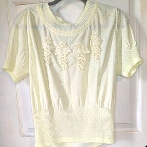 Vintage Brotex Cream Short‎ Sleeve Top 0062
